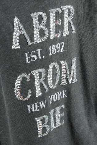 Grey Abercrombie & Fitch Foil Logo Tee